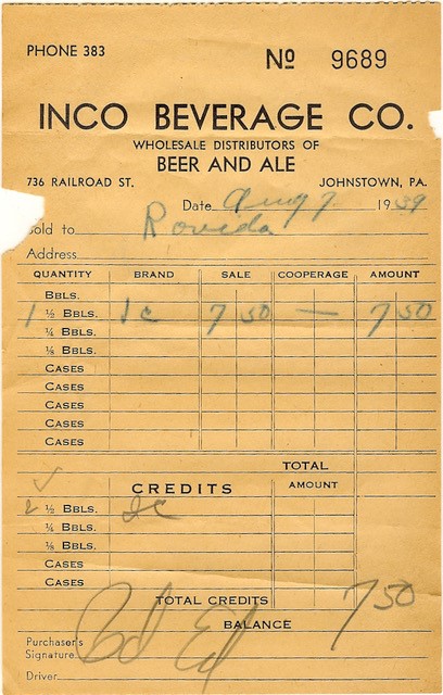 1939 Invoice Slip